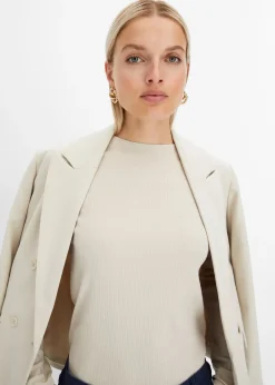 Femme bonprix Basiques|T-Shirts & Tops|T-shirt côtelé manches longues 100 % coton