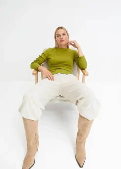 Femme bonprix Basiques|T-Shirts & Tops|T-shirt côtelé manches longues 100 % coton