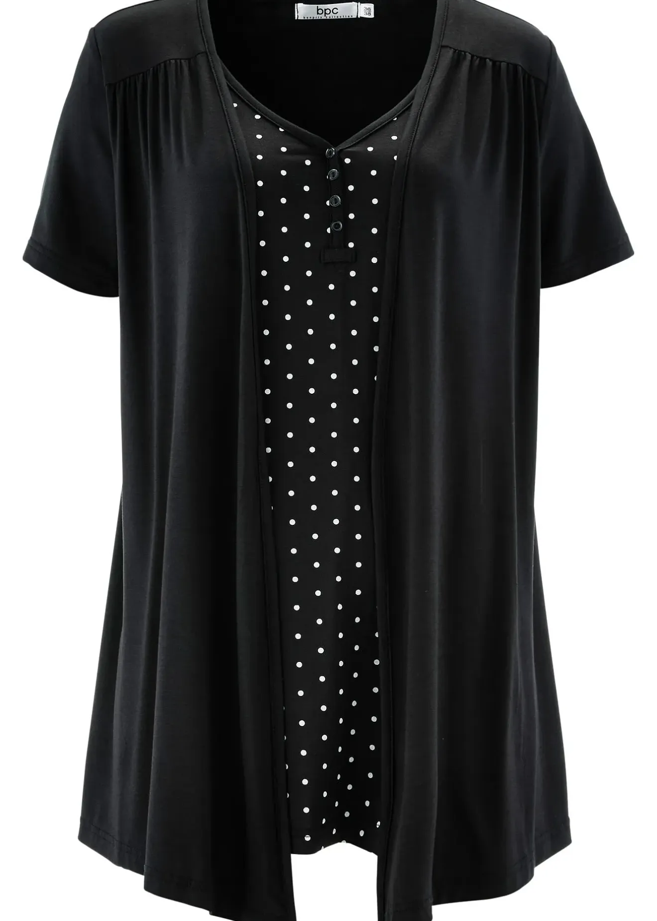 bonprix T-shirt 2en1 col V, manches courtes|Femme T-Shirts & Tops