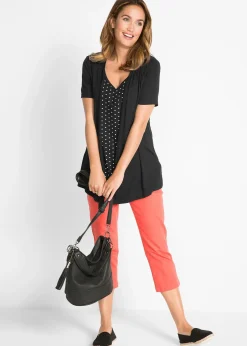 bonprix T-shirt 2en1 col V, manches courtes|Femme T-Shirts & Tops