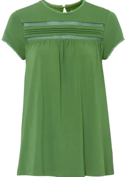 Femme bonprix T-Shirts & Tops|T-shirt en coton avec dentelle