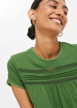 Femme bonprix T-Shirts & Tops|T-shirt en coton avec dentelle