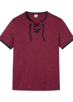 bonprix T-shirt en coton avec laçage|Homme T-Shirts & Polos