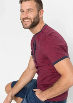 bonprix T-shirt en coton avec laçage|Homme T-Shirts & Polos