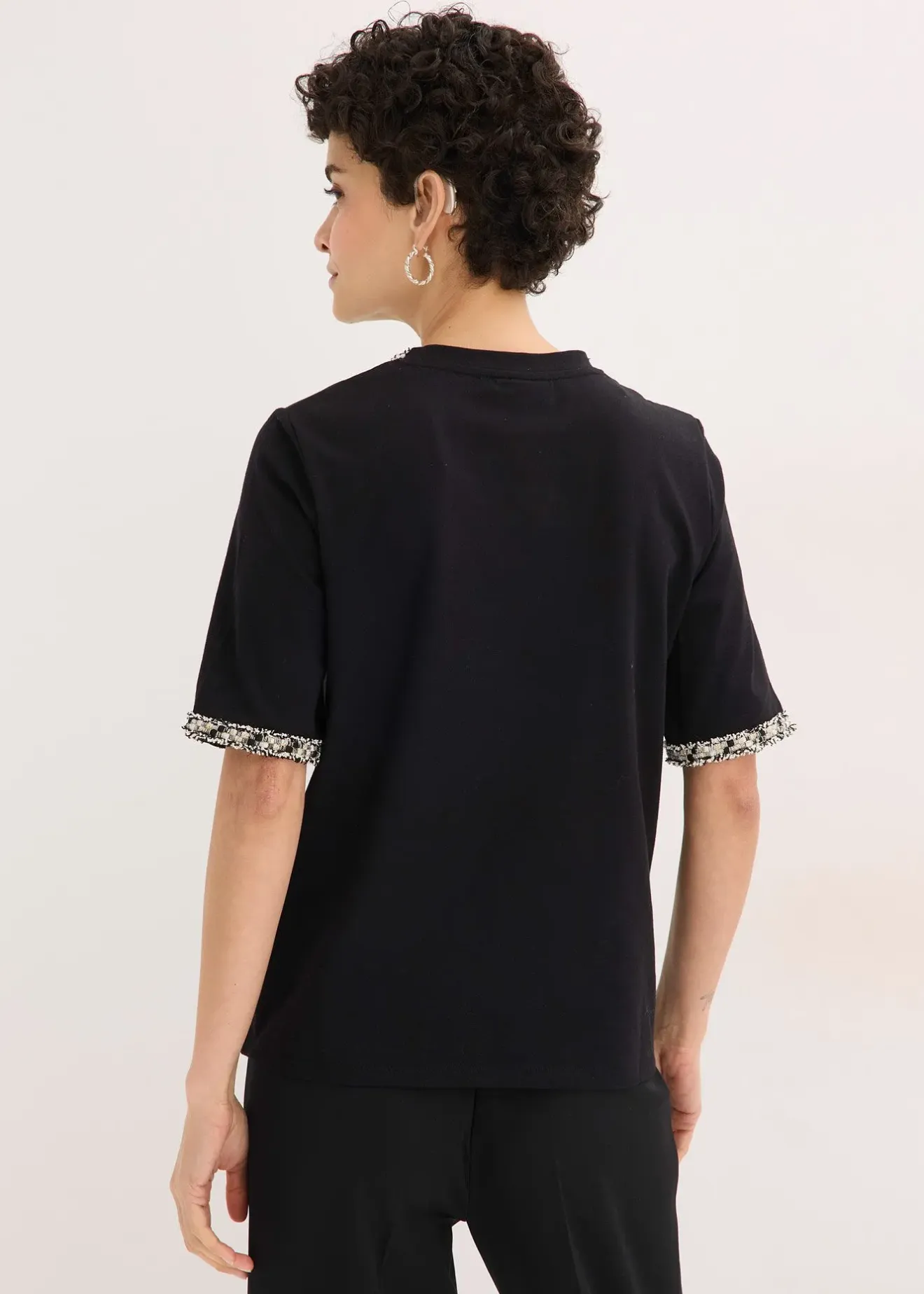 bonprix T-shirt en coton avec liseré perlé|Femme T-Shirts & Tops