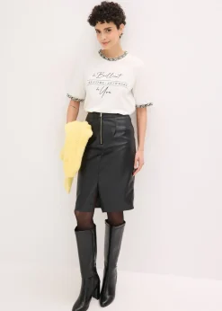 Femme bonprix T-Shirts & Tops|T-shirt en coton avec liseré perlé