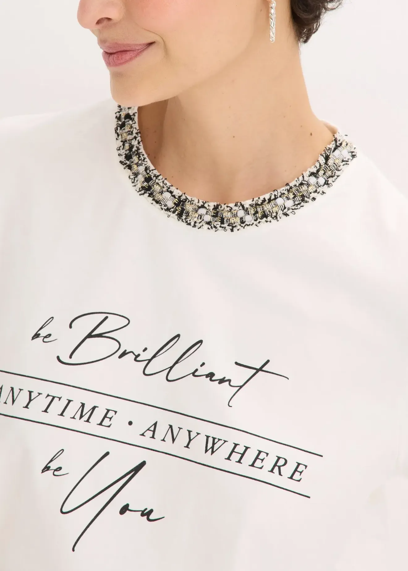 Femme bonprix T-Shirts & Tops|T-shirt en coton avec liseré perlé