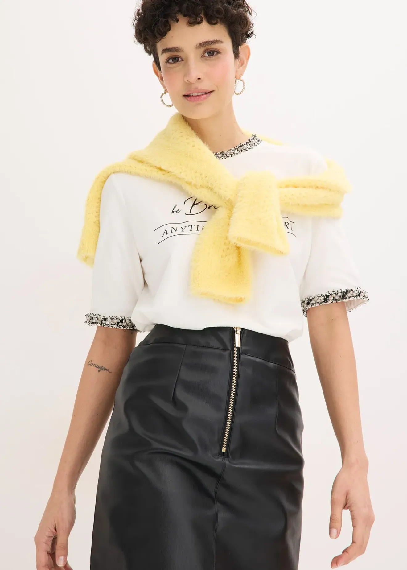 Femme bonprix T-Shirts & Tops|T-shirt en coton avec liseré perlé