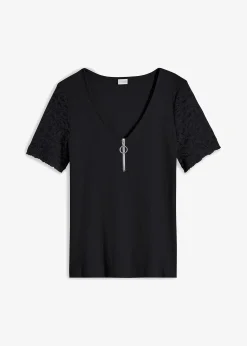 bonprix T-shirt en coton côtelé|Femme T-Shirts & Tops