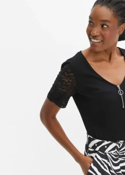 bonprix T-shirt en coton côtelé|Femme T-Shirts & Tops