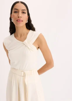 bonprix T-shirt en coton extensible avec détail twisté|Femme T-Shirts & Tops