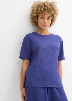 bonprix T-shirt en crêpe gaufré|Femme Deux Pièces & Ensembles