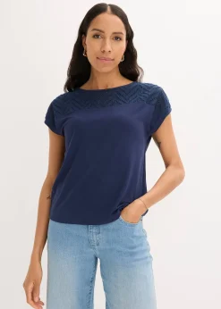 Femme bonprix T-Shirts & Tops|T-shirt en dentelle, en viscose douce