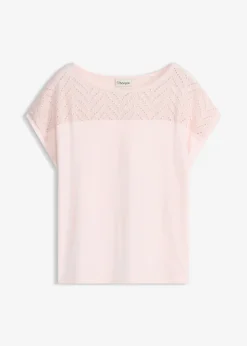 Femme bonprix T-Shirts & Tops|T-shirt en dentelle, en viscose douce