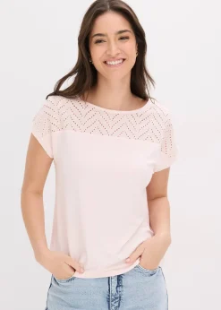 Femme bonprix T-Shirts & Tops|T-shirt en dentelle, en viscose douce