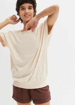 Femme bonprix T-Shirts & Tops|T-shirt en fil flammé avec base smockée