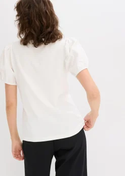 bonprix T-shirt en jersey avec manches bouffantes en popeline de coton|Femme T-Shirts & Tops