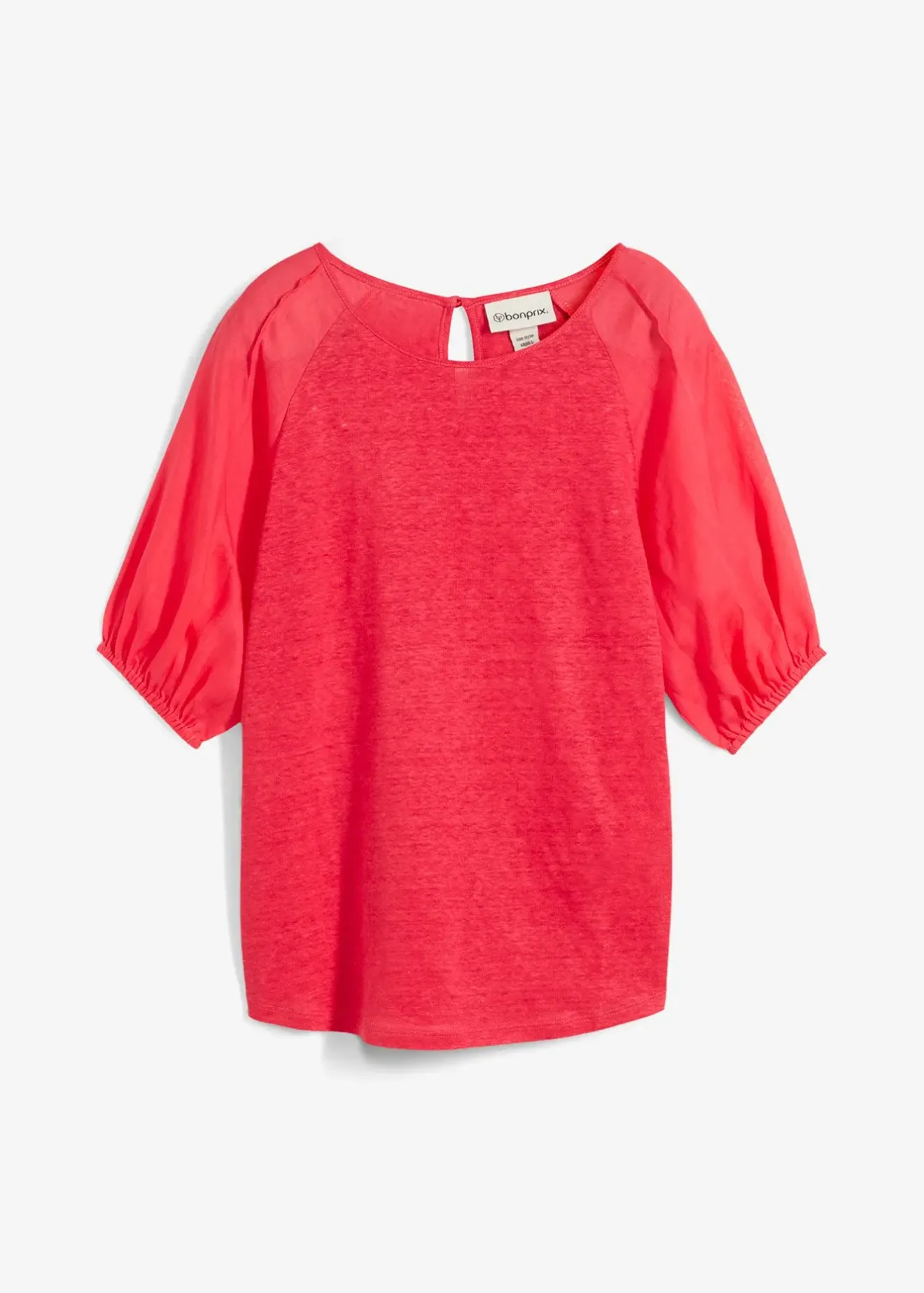 Femme bonprix Premium|T-shirt en lin à manches ballon