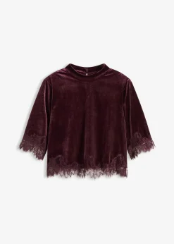 Femme bonprix T-Shirts & Tops|T-shirt en velours et dentelle