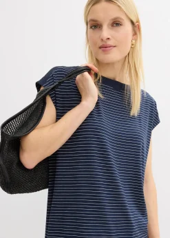 bonprix T-shirt en viscose fluide avec empiècement satin|Femme T-Shirts & Tops