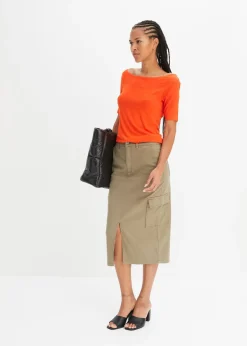 bonprix T-shirt encolure Bardot en viscose extensible|Femme T-Shirts & Tops