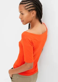 bonprix T-shirt encolure Bardot en viscose extensible|Femme T-Shirts & Tops