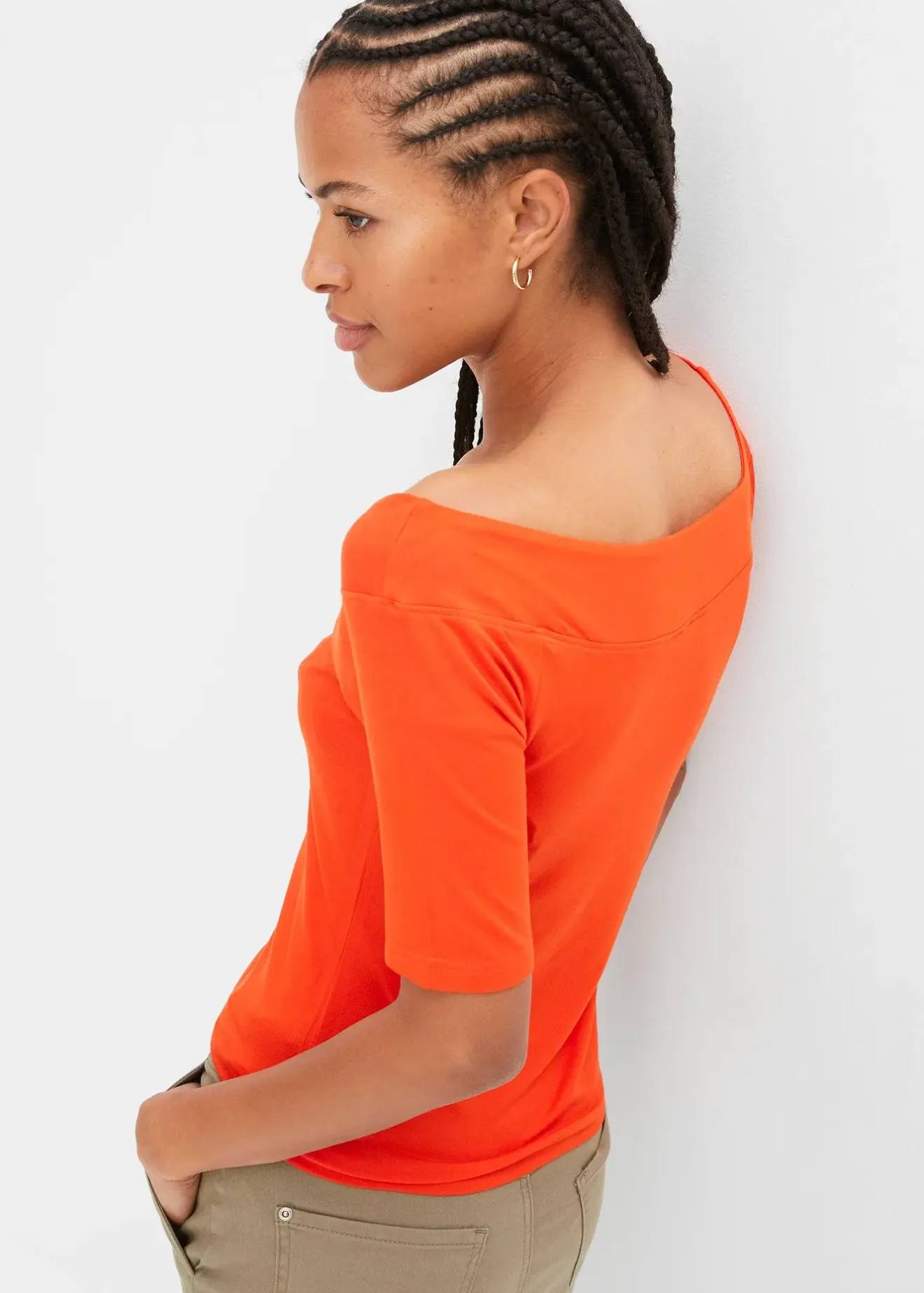 bonprix T-shirt encolure Bardot en viscose extensible|Femme T-Shirts & Tops