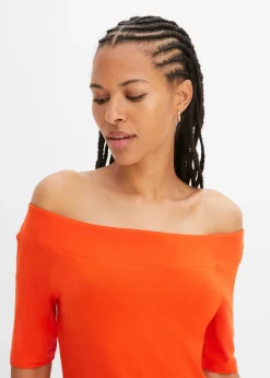 bonprix T-shirt encolure Bardot en viscose extensible|Femme T-Shirts & Tops