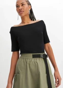 bonprix T-shirt encolure Bardot en viscose extensible|Femme T-Shirts & Tops