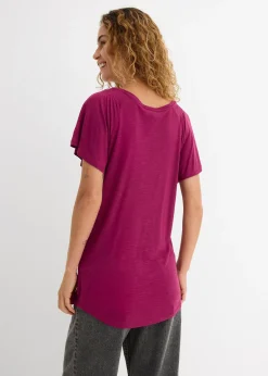 Femme bonprix T-Shirts & Tops|T-shirt fil flammé à manches papillon