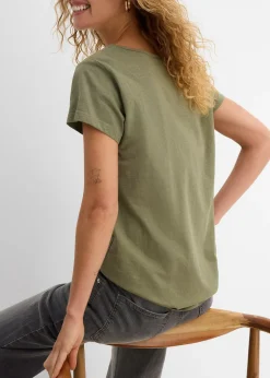 Femme bonprix T-Shirts & Tops|T-shirt fil flammé manches courtes