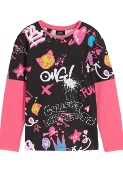 bonprix T-shirt fille, look superposé, en coton|Enfant Vêtements Enfant|Filles 9-16 Ans·T-Shirts & Chemisiers