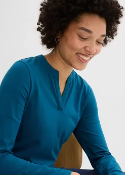 Femme bonprix Basiques|T-Shirts & Tops|T-shirt long à col tunisien