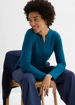 Femme bonprix Basiques|T-Shirts & Tops|T-shirt long à col tunisien