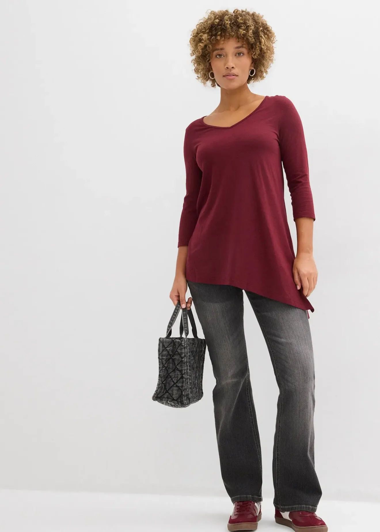 Femme bonprix T-Shirts & Tops|T-shirt long en coton et viscose