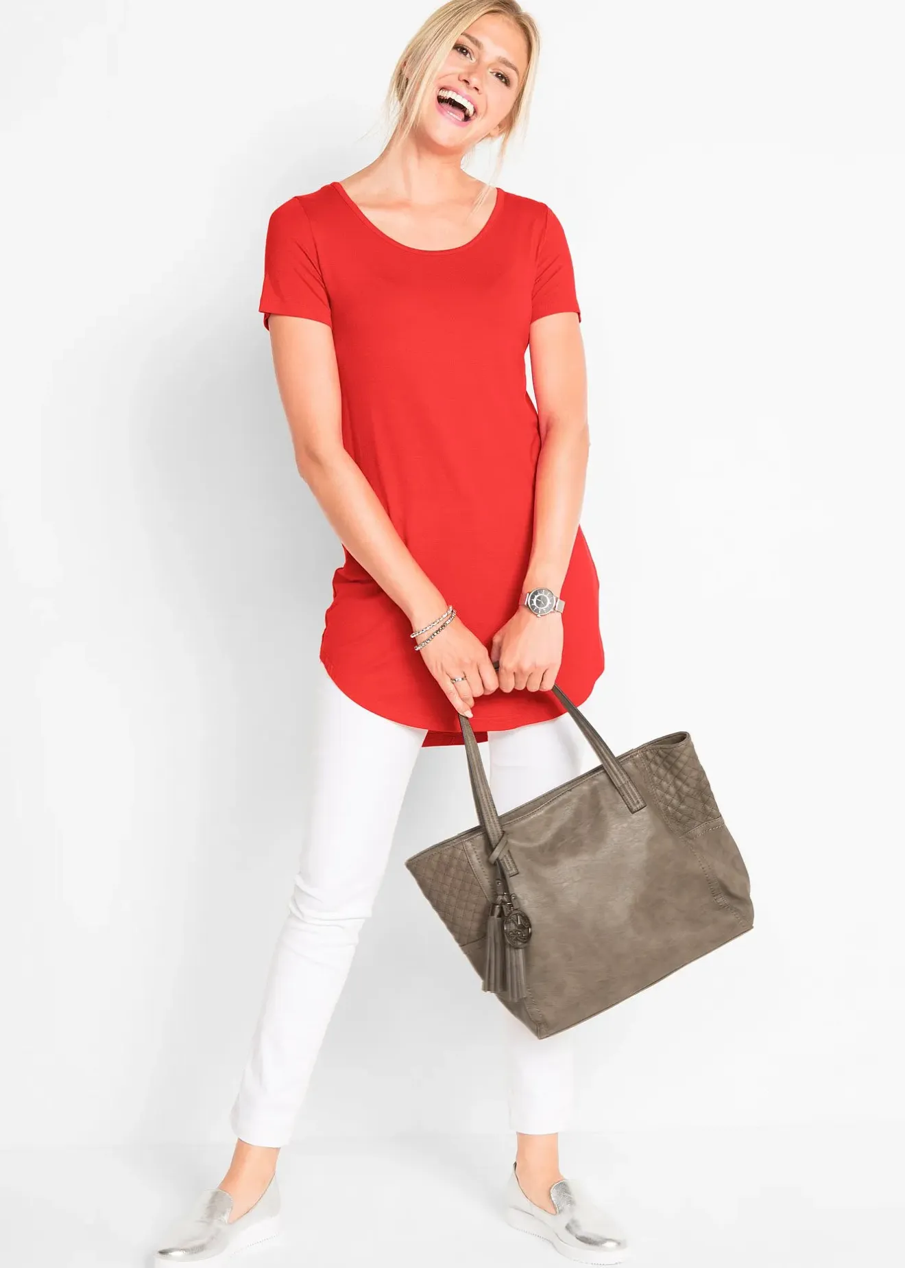 Femme bonprix Basiques|T-Shirts & Tops|T-shirt long en viscose douce