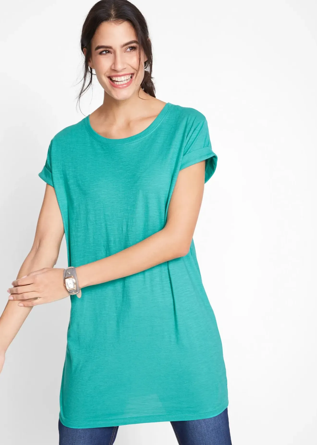 Femme bonprix Basiques|T-Shirts & Tops|T-shirt long et boxy à manches courtes