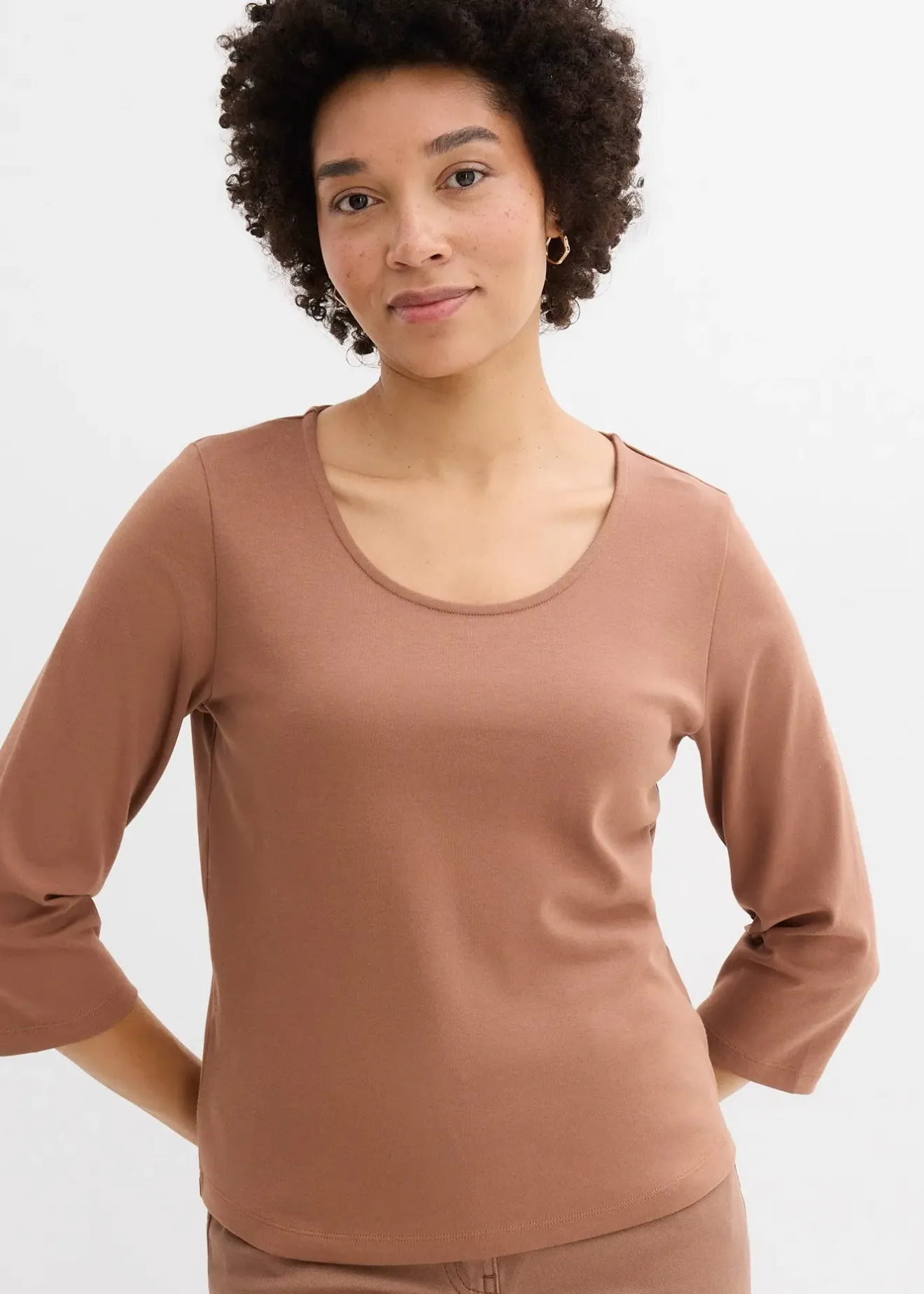 Femme bonprix Basiques|T-Shirts & Tops|T-shirt manches 3/4 en jersey épais 100% coton