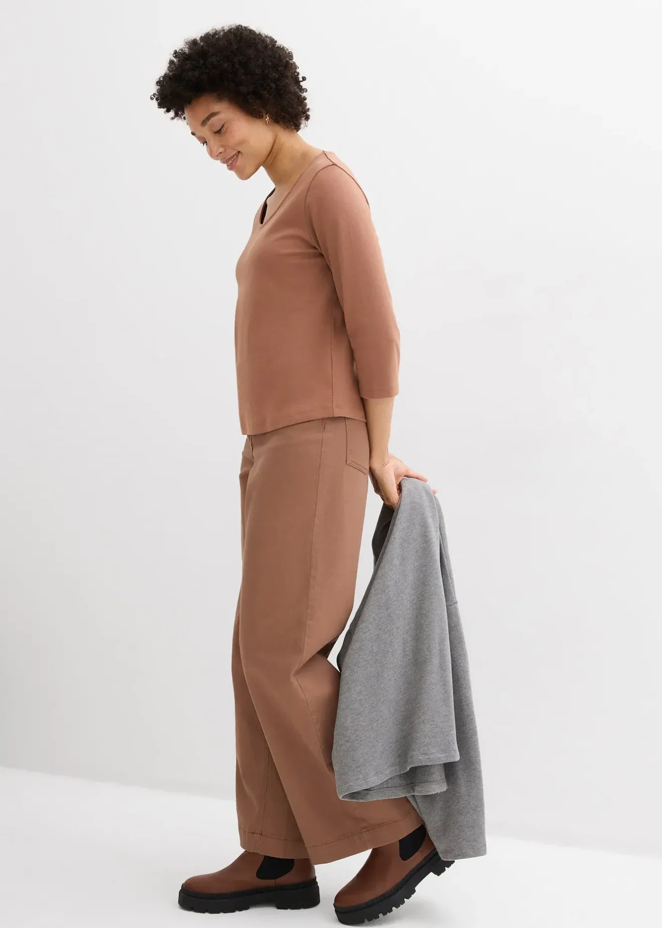 Femme bonprix Basiques|T-Shirts & Tops|T-shirt manches 3/4 en jersey épais 100% coton