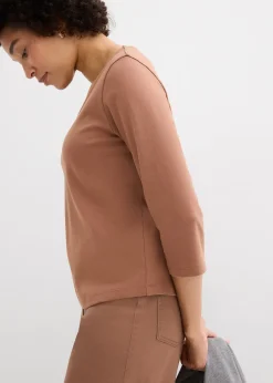 Femme bonprix Basiques|T-Shirts & Tops|T-shirt manches 3/4 en jersey épais 100% coton