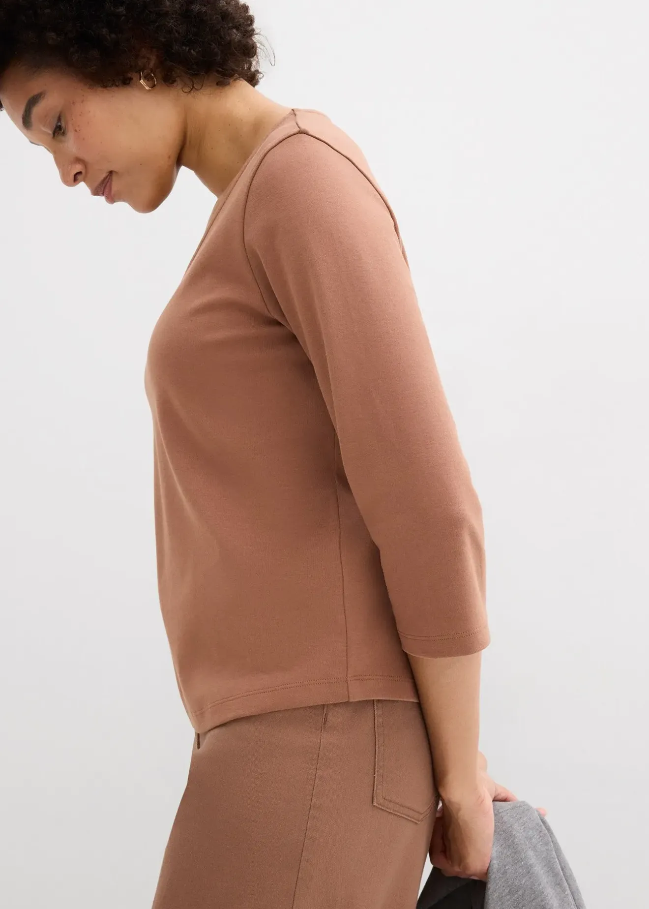 Femme bonprix Basiques|T-Shirts & Tops|T-shirt manches 3/4 en jersey épais 100% coton