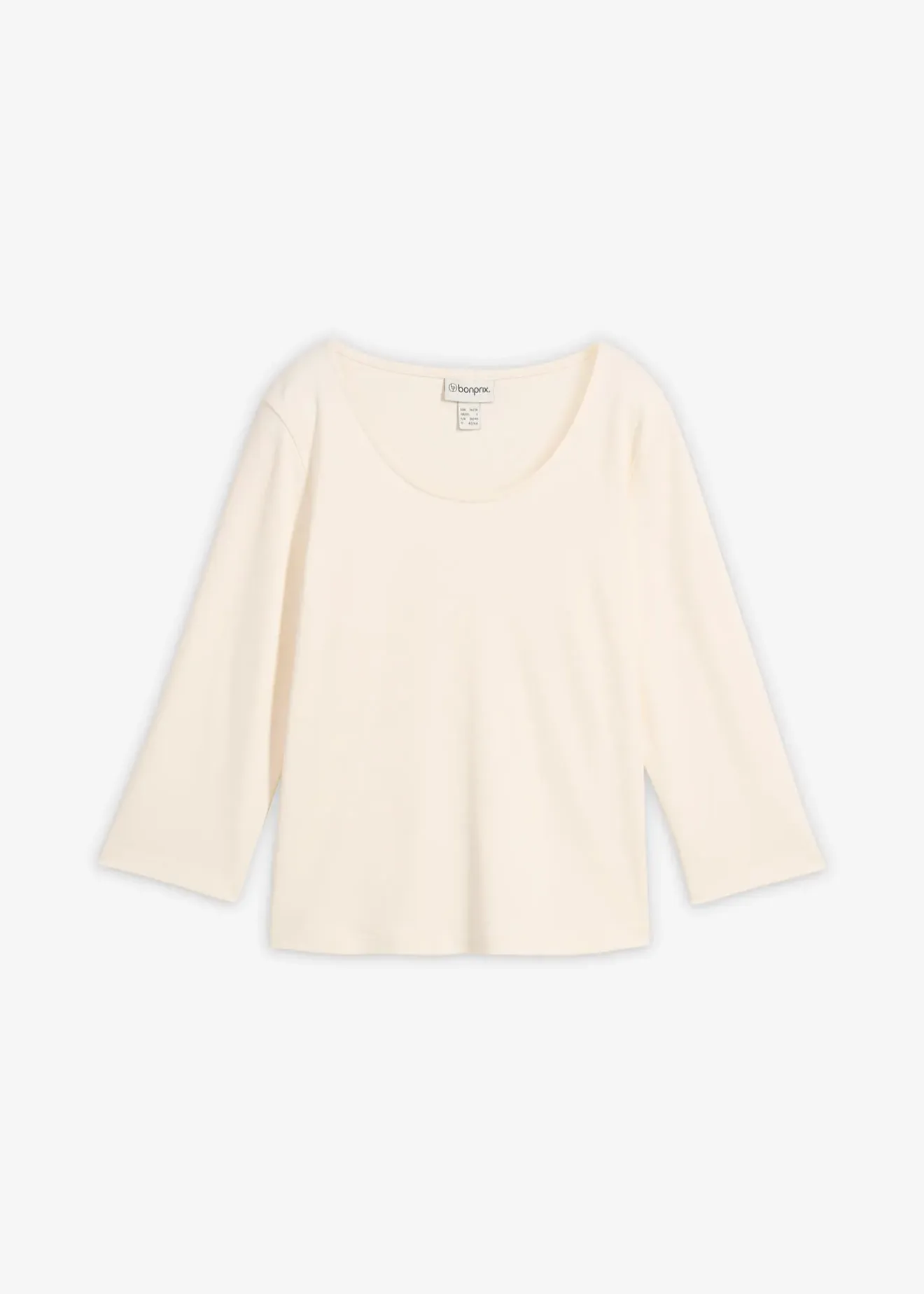 bonprix T-shirt manches 3/4 en jersey épais 100% coton|Femme Basiques|T-Shirts & Tops