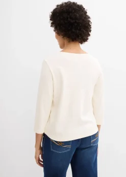 bonprix T-shirt manches 3/4 en jersey épais 100% coton|Femme Basiques|T-Shirts & Tops