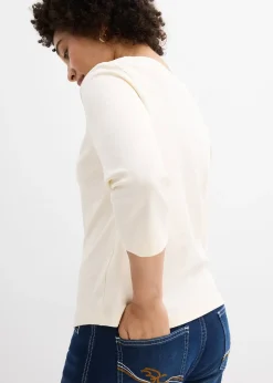 bonprix T-shirt manches 3/4 en jersey épais 100% coton|Femme Basiques|T-Shirts & Tops