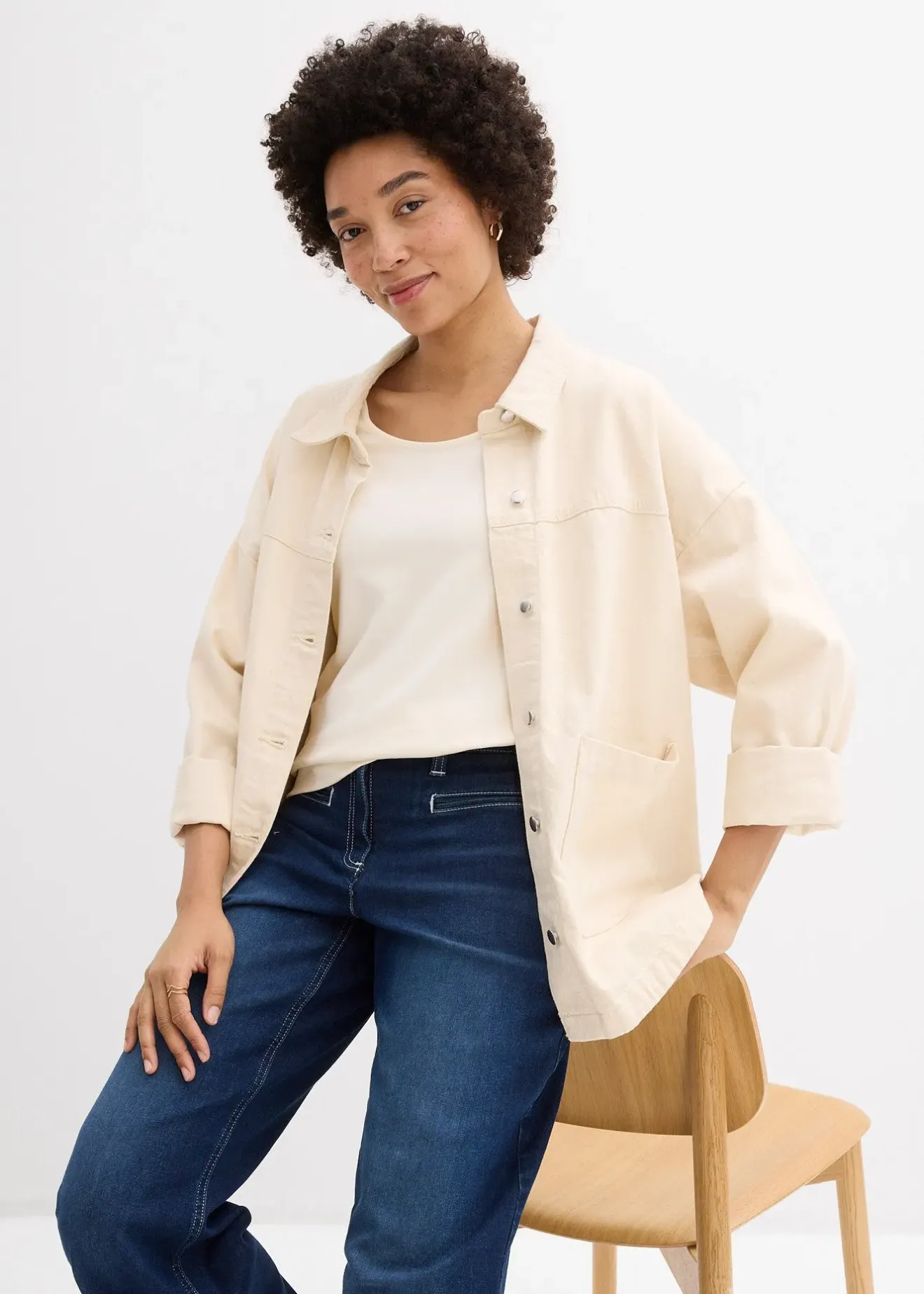 bonprix T-shirt manches 3/4 en jersey épais 100% coton|Femme Basiques|T-Shirts & Tops