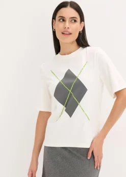 bonprix T-shirt manches coude avec imprimé et sequins|Femme T-Shirts & Tops