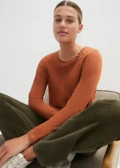 bonprix T-shirt manches longues à boutons décoratifs|Femme T-Shirts & Tops