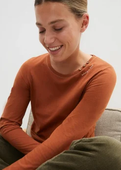 bonprix T-shirt manches longues à boutons décoratifs|Femme T-Shirts & Tops