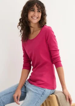 bonprix T-shirt manches longues 100% coton|Femme Basiques|T-Shirts & Tops