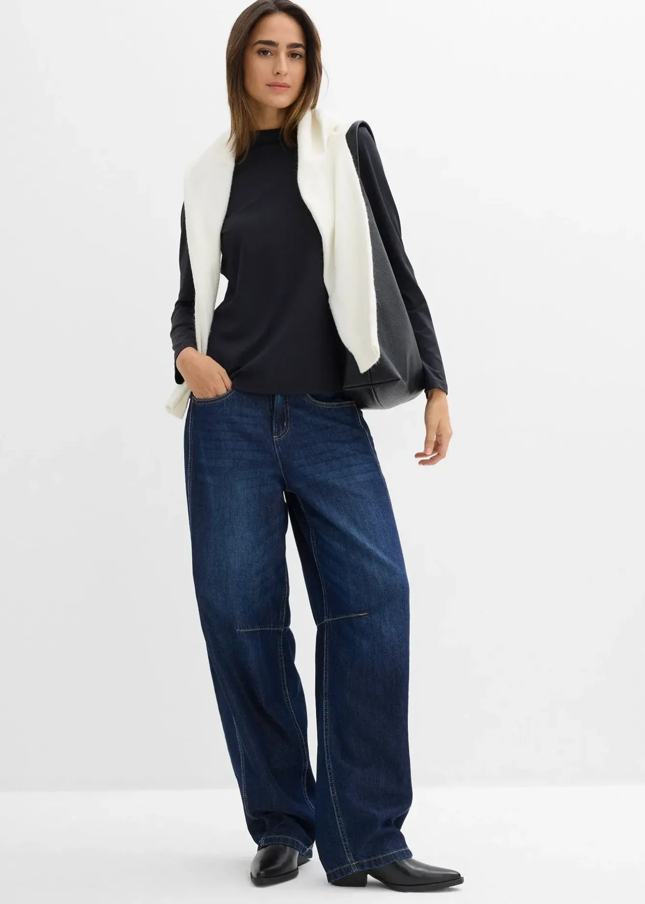 Femme bonprix Basiques|T-Shirts & Tops|T-shirt manches longues à col montant